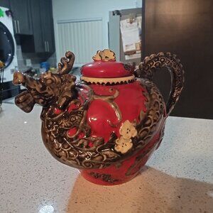 Red Ceramic Dragon Teapot